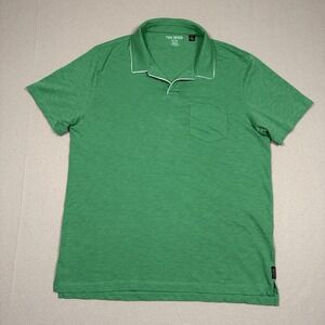 Todd Snyder Montauk Tipped Polo Shirt Mens Large Green Homespun Jersey Slub LA L